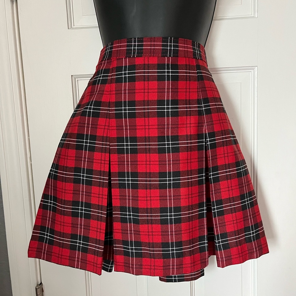 Red Plaid Mini Skirt size Small